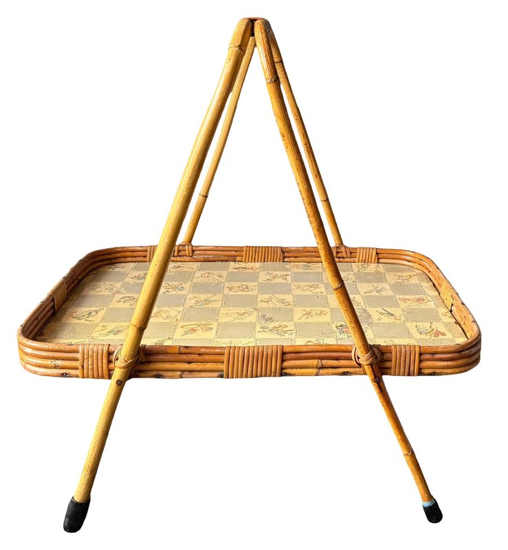 Vintage rotan dienblad op pootjes
