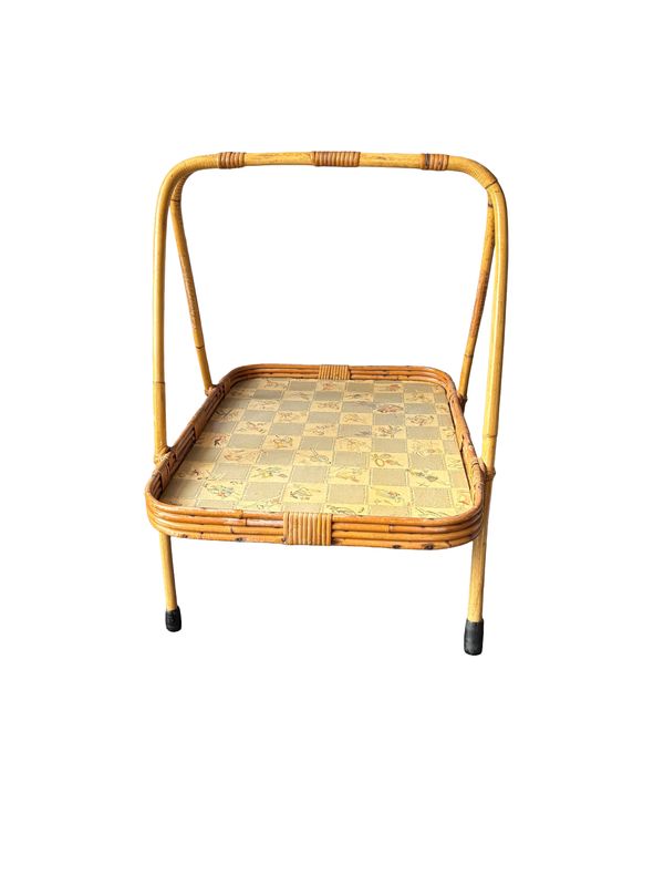 Vintage rotan dienblad op pootjes