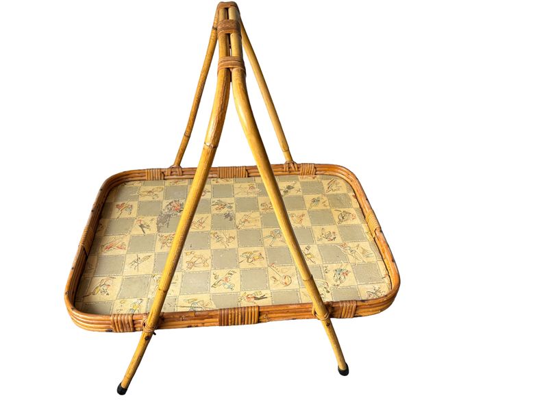 Vintage rotan dienblad op pootjes