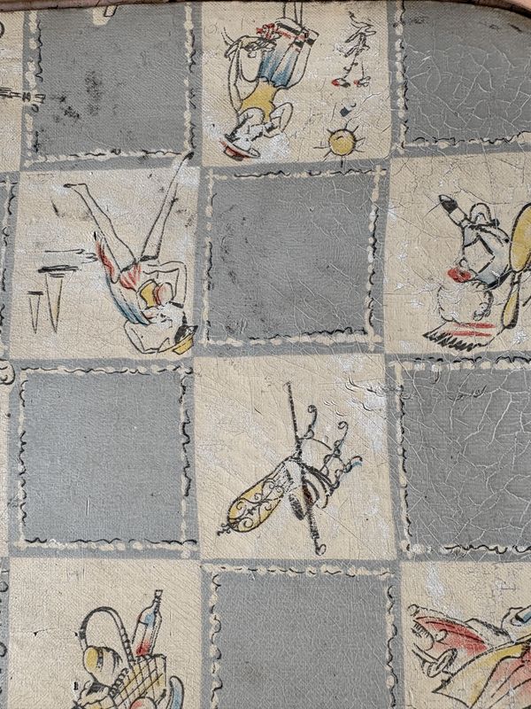 Vintage rotan dienblad op pootjes