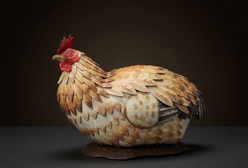 Grote Vintage Metalen Kip