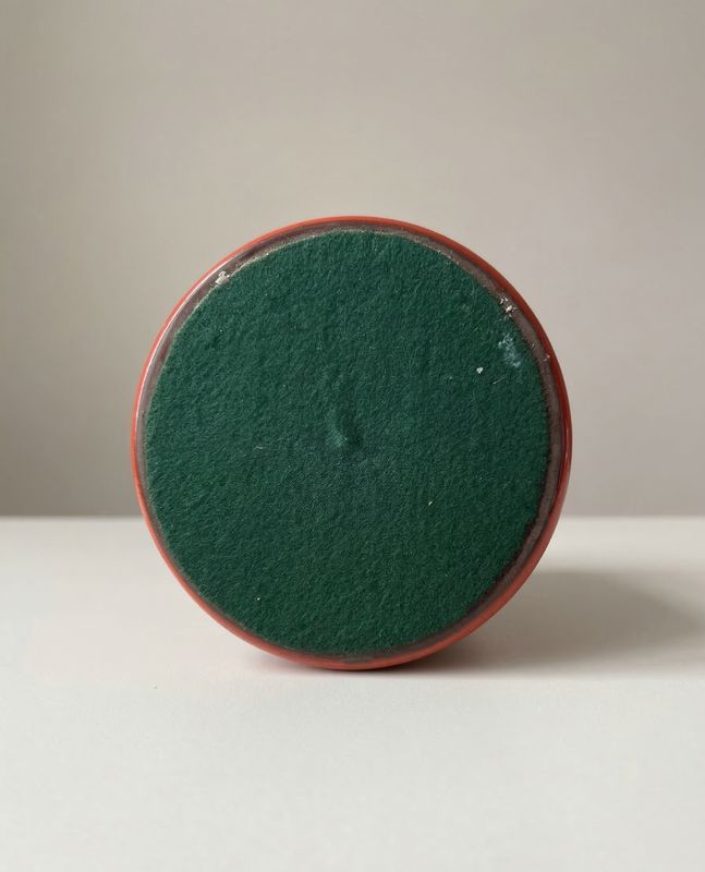 West German Pottery kandelaar. Rood/oranje lava glazuur. Vintage keramiek jaren 60