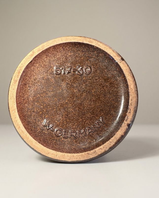 West German Pottery vaas 517-30 – okergeel en bruin lava glazuur – vintage keramiek jaren 60/70