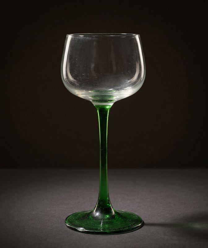 "Frans retro wijnglas jaren 70, type Luminarc France met groene voet, in uitstekende staat zonder chips."