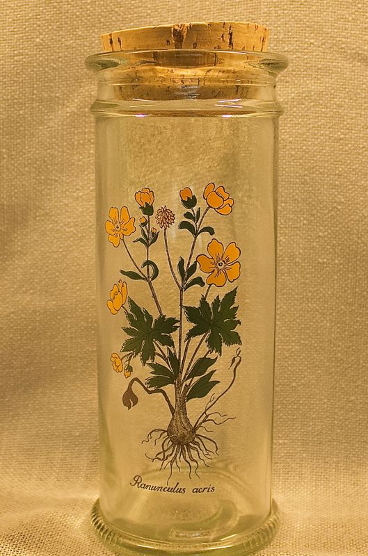Bovenaanzicht van vintage glazen pot