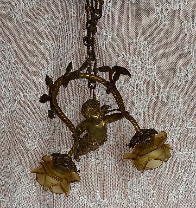 Franse putto hanglamp, Belle Époque