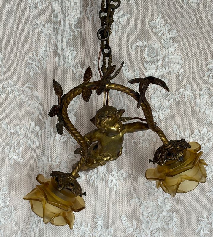 Franse putto hanglamp, Belle Époque