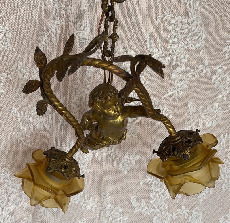 Franse putto hanglamp, Belle Époque