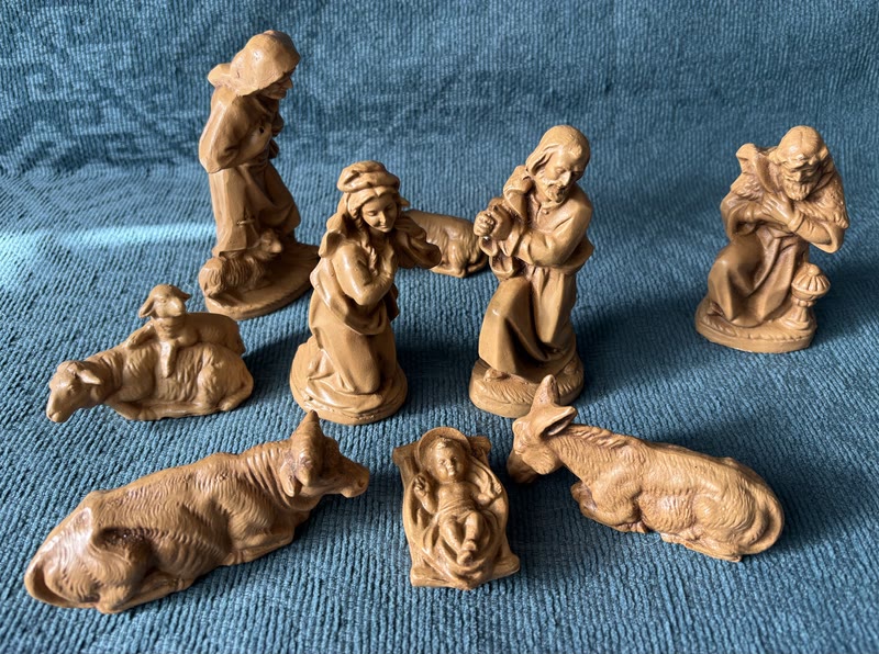 Kerstgroep 9-delig, kerststal beeldjes in terracotta look