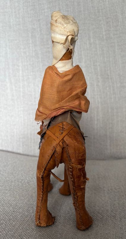 Vintage Lederen Kameel met Rijder (24,5 cm)