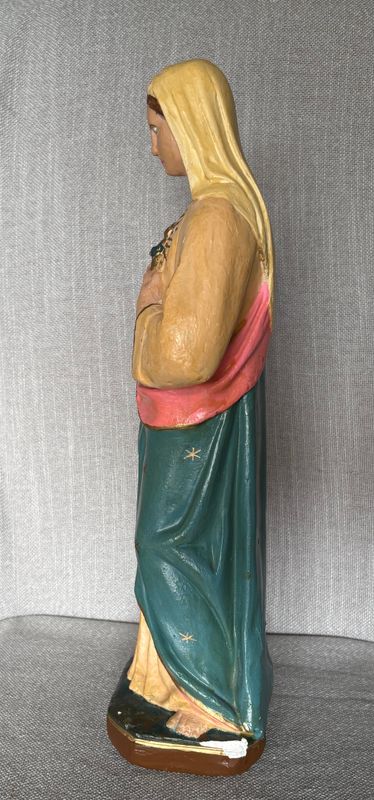 Vintage gipsen Mariabeeld, onbevlekt Hart van Maria